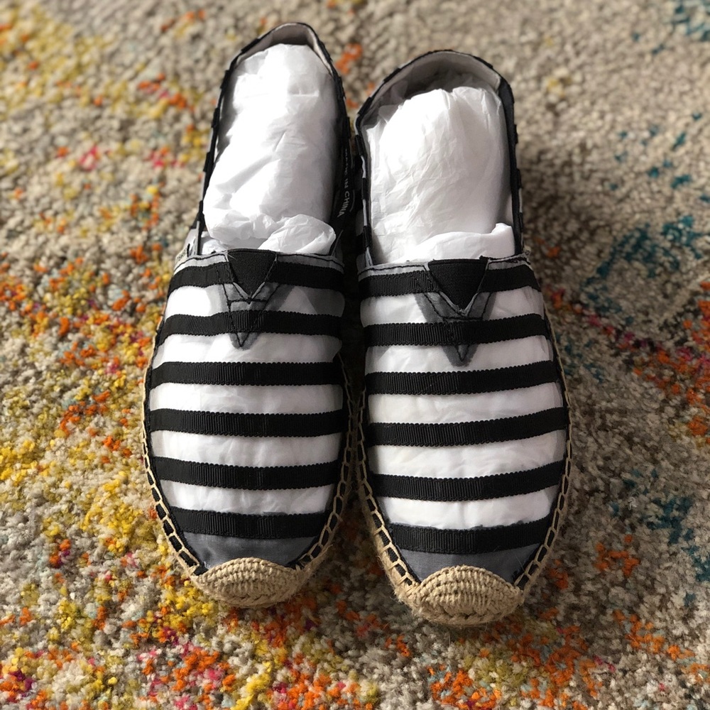 Joy & Mario Black and White Espadrille Flats